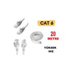 nelerbulurum 20 METRE Cat6 Lan Network İnternet Ethernet Kablosu Bilgisayar Modem Rj45 Patch Adsl kablosu