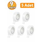 nelerbulurum 5 Adet İzole Pvc Elektirik Kablo Bandı Elektrik Bandı Beyaz Renk Eni: 1.9 cm Uzunluk: 9 Metre