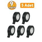nelerbulurum 5 Adet İzole Pvc Elektrikçi Elektirik Kablo Bandı Elektrik Bandı Eni: 1.9 cm Uzunluk: 9 Metre