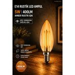 nelerbulurum KÜÇÜK DUYLU E14 400 LÜMEN 5W AMBER E14 RUSTİK AMPUL AVİZE APLİK MASA LAMBASI GECE LAMBASI AMPULU