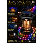 nelerbulurum Şarjlı Güneş Enerjili Hareket Sensörlü 10 Metre RGB LED Şerit + Beyaz Işıklı + Sarı Işıklı Filament Kamp Lambası El feneri Solar Aydınlatma Bahçe Aydınlatması