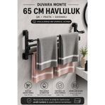 nelerbulurum Siyah Duvara Monte 65 CM Alüminyum Havluluk Askılığı | Paslanmaz Modern Banyo Havluluğu Banyo Düzenleyici