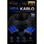 nelerbulurum Yüksek Kaliteli 20 Metre VGA Kablo 1.5 Metre Erkek Erkek Monitör Projeksiyon Görüntü Kablosu