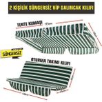 Nelson 2 Kişilik Salıncak Minder Kılıfı (Süngersiz) Tenteli Yeşil-Beyaz - Renkli