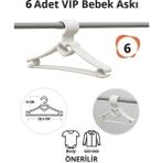 Nelson Bebek Elbise Askısı 6 Adet Kalp Plastik Beyaz Bebek Kıyafet Askısı Vıp