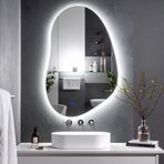 Nelyos Led'li Lazer Kumlamalı Lavabo & Banyo Aynası (Dokunmatik Sensörlü) beyaz ledli 70 x 45