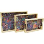 Nemere 3 Boy Ahşap Tepsi Desenli Zemin 16X26 - 21X31 - 24X34CM (4887)