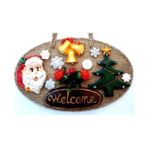 Nemere Welcome Yazılı Noel Babalı El Yapımı Yılbaşı Kapı Süsü - Renkli