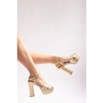 Nemesis Shoes Altın Kadın Platform Topuklu Ayakkabı 39808