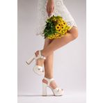 Nemesis Shoes Isabella Kadın Gelinlik Platform Topuklu Ayakkabı Beyaz Sedef
