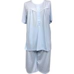 Nena NENA-26367-BAYAN Kısa Kollu Robalı Patlı % 100 Pamuk Viskon Kapri Pijama Takımı - 3XL - Mavi