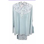 Nena Uzun Kollu Kadın Patlı Robalı 4 Mevsim % 100 Pamuk Viskon Pijama TAKIMI-14950 - Mavi - 3