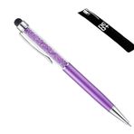 NEO+ (DARK PURPLE) - Quality 2-in-1 Capacitive Touchscreen Stylus and Ballpoint Pen with Crystals. Free Refill (Dark Purple)