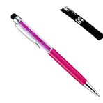 NEO+ (FUCHSIA) - Quality 2-in-1 Capacitive Touchscreen Stylus and Ballpoint Pen with Crystals. Free Refill (Fuchsia)