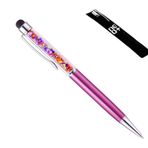 NEO+ (FUCHSIA RAINBOW) - Quality 2-in-1 Capacitive Touchscreen Stylus and Ballpoint Pen with Crystals. Free Refill (Fuchsia Rainbow)