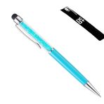 NEO+ (LIGHT BLUE) - Quality 2-in-1 Capacitive Touchscreen Stylus and Ballpoint Pen with Crystals. Free Refill (Light Blue)