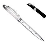 NEO+ (SILVER) - QUALITY 2-in-1 Capacitive Touchscreen Stylus and Ballpoint Pen with Crystals. FREE REFILL - UK SELLER (SILVER)