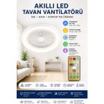 Neo Vista Akıllı LED Tavan Vantilatörü Uzaktan Kumandalı 3 Kademeli Fan & 3 Renk Işık ve Zaman Ayarlı Modern Lamba - 1 - 10 W - Beyaz - Sarı - Günışığı
