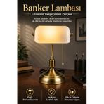 Neo Vista Banker Masa Lambası Beyaz Cam Eskitme Gövde E27 Duy Retro Dekoratif