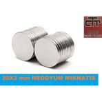 Neodyum Mıknatıs-20X2 Mm Yuvarlak Güçlü