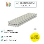 Neodyum Mıknatıs Nikel Kaplama 4 Mm X 1 Mm 24 Adet Fiyatıdır