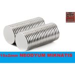 Neodyum Mıknatıs Silindir-Yuvarlak 15X2Mm 20 Adet