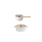 NEOFLAM Fika Bej 4 Parça Tencere Seti, Alüminyum Döküm, 18x7 cm ve 22x9 cm