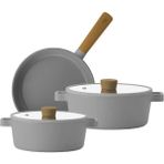 Neoflam Fika Gri Derin Tencere ve Tava Seti 5 Parça Döküm 24 cm Ebatlar ile Şık Tasarım D-NEOGS5