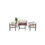 Neokas Balkon Mobilyası, Metal Oturma Grubu, Balkon Seti, Kafe Koltuğu, Bekleme Alanı Koltuğu, 1 + 1 + 2 + M Beyaz