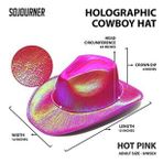 Neon Hologramlı Kovboy Model Parti Şapkası Fuşya Yetişkin 39X36X14 cm