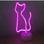 Neon Işıklı Kedi Lamba Usb+pil Dekoratif Aydınlatma