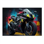 Neon Işıklı Motosiklet Dekoratif ahşap Tablo 25cmX 35cm