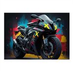 Neon Işıklı Motosiklet Dekoratif ahşap Tablo 50cmX 70cm