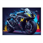 Neon Işıklı Motosiklet Dekoratif Mdf Tablo 35cm X50cm
