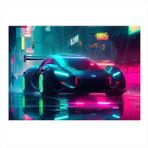 Neon Işıklı Spor Araba Art Mdf Poster 25cmX 35cm