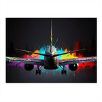Neon Işıklı Uçak Kalkışı Model Ahşap Tablo 35cm X50cm