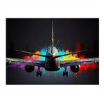 Neon Işıklı Uçak Kalkışı Model Ahşap Tablo 35cm X50cm