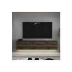 Neon LED Işıklı Duvara Monte, 3 Kapaklı TV Sehpası – 160 cm - Modern Tasarım, İstanbul Ceviz