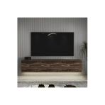 Neon Led Işıklı Duvara Monte, 3 Kapaklı Tv Sehpası – 160 Cm - Modern Tasarım Sandık Ceviz