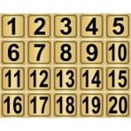 Neon Pleksi Metal Kapı, Masa, Dolap Numarası 3,5cmx3,5cm 20 Adet 1'den 20'ye Kadar Gold Metal
