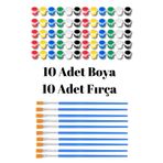 NEON PLUS 10 adet ( 6 renk 3ml) Akrilik Boya ve 10 Adet Fırça, Workshop, Etkinlik Boyama