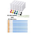 NEON PLUS 10 Adet Fırça Ve 10 Adet 6'lı Boş Boya Kabı 3ml
