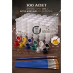 NEON PLUS 100 Adet 3ml Boş Boya Kabı (6'lı Şerit) ve 100 Adet Fırça