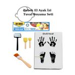 NEON PLUS 25x35 Tuval, Parmak Boyası 6x22ml, Zemin Fırça, Rulo Fırça, 2'li ponpon Fırça, Bebek El Ayak İzi
