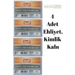NEON PLUS 4 Adet Yeni Nesil Kimlik, Ehliyet Kabı Kart Koruyucu Tüm Kartlara Uyumlu, Sert Dayanıklı, Şeffaf