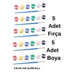 NEON PLUS 5 Adet Fırça ve 5 Adet 6 Renk Akrilik Boya (3ml Boyalar) Etkinilk, Workshop Boyama