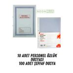 NEON PLUS Personel Özlük Dosyası 10 Adet ve Şeffaf Poşet Dosya 100 adet set