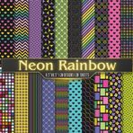 Neon Rainbow Patterns Scrapbook Paper Craft Pad: 20 Colorful Pattern Designs, 20 Double-Side Sheets Printed on 8.5"x8.5" Sized Paper With Premium ... Collage, Cardstock, Gift Wrapping, DIY Etc.