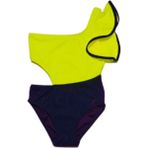Neon Sarı Kolu Volan Detaylı Kız Çocuk Mayo Db200566cm - Neon Yeşil - 6 - 7 Yaş