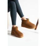 Neon Shoes Süet Kadın Kışlık Ev ve Dışarı Botu Terliği UG Model Yüksek Kalın Tabanlı Kışlık İçi Yünlü Tüylü
